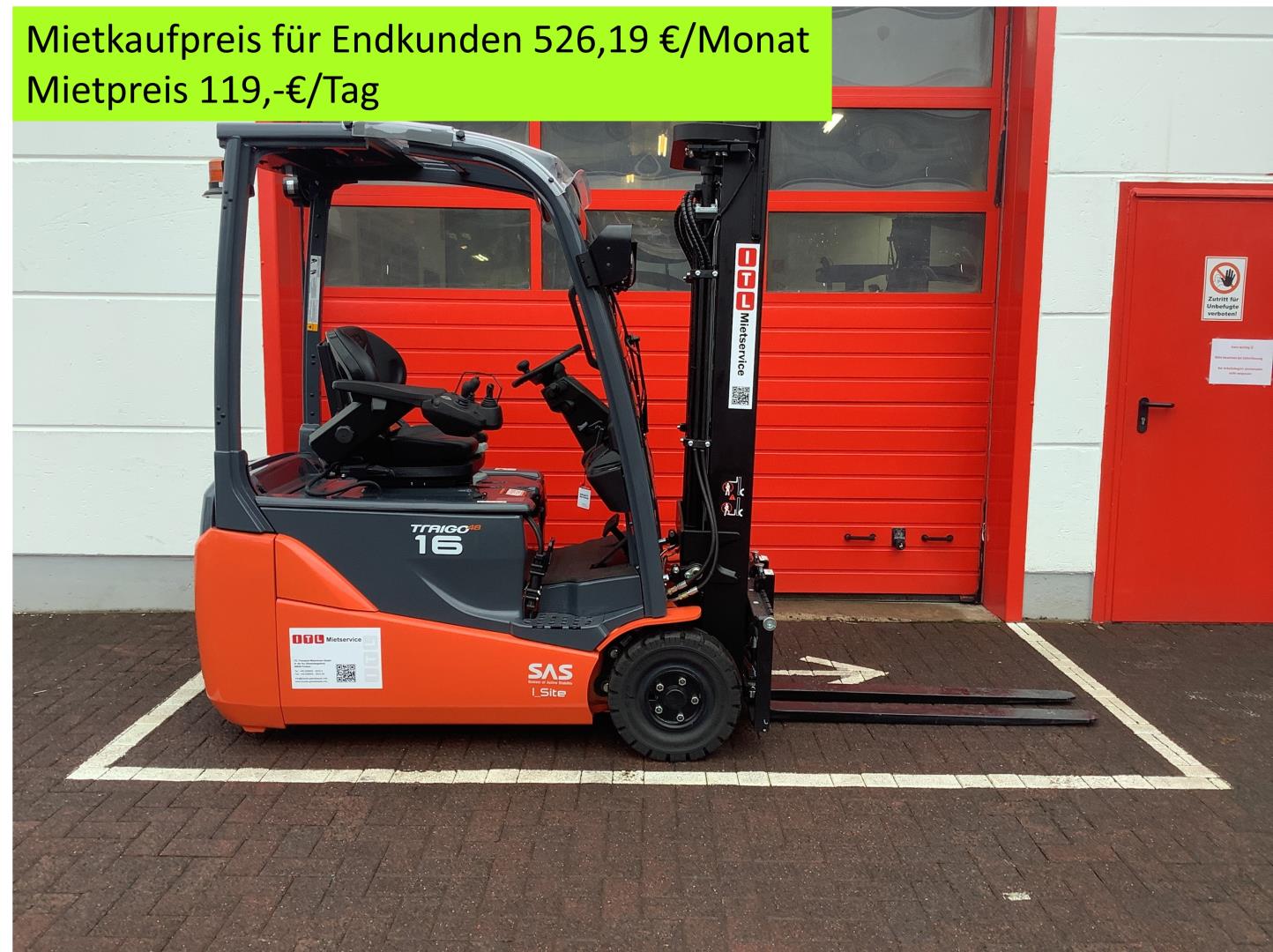 Toyota Gabelstapler Toyota Elektro 3-Rad Stapler <br>Toyota 8FBE16T <br>Baujahr 2023 <br>Betriebsstunden 273 <br><br>Mietkauf 493,71 €/Monat 3 Toyota Elektro 3-Rad Stapler <br>Toyota 8FBE16T <br>Baujahr 2023 <br>Betriebsstunden 273 <br><br>Mietkauf 493,71 €/Monat – Bild 3