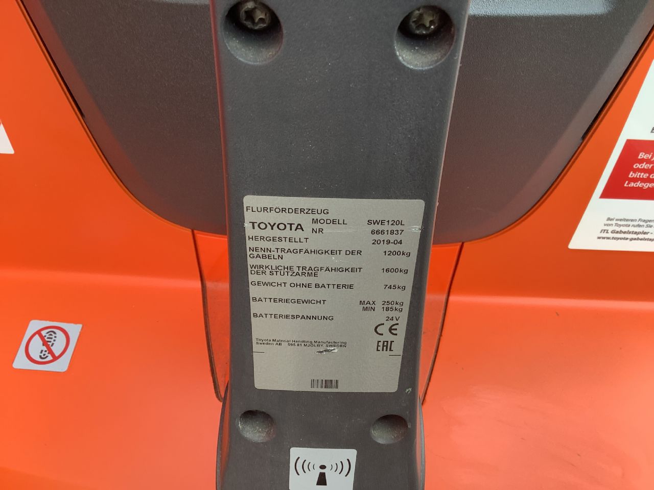Toyota Gabelstapler Hochhubwagen <br>Toyota SWE120L <br>Baujahr 2019 <br>Betriebsstunden 1309 <br><br>Mietkauf 85,86 €/Monat 10 Hochhubwagen <br>Toyota SWE120L <br>Baujahr 2019 <br>Betriebsstunden 1309 <br><br>Mietkauf 85,86 €/Monat – Bild 10