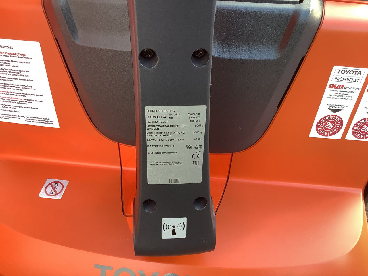 Toyota Gabelstapler Hochhubwagen <br>Toyota SWE080L <br>Baujahr 2021 <br>Betriebsstunden 1079 <br><br>Mietkauf 74,30 €/Monat 9 Hochhubwagen <br>Toyota SWE080L <br>Baujahr 2021 <br>Betriebsstunden 1079 <br><br>Mietkauf 74,30 €/Monat – Bild 9
