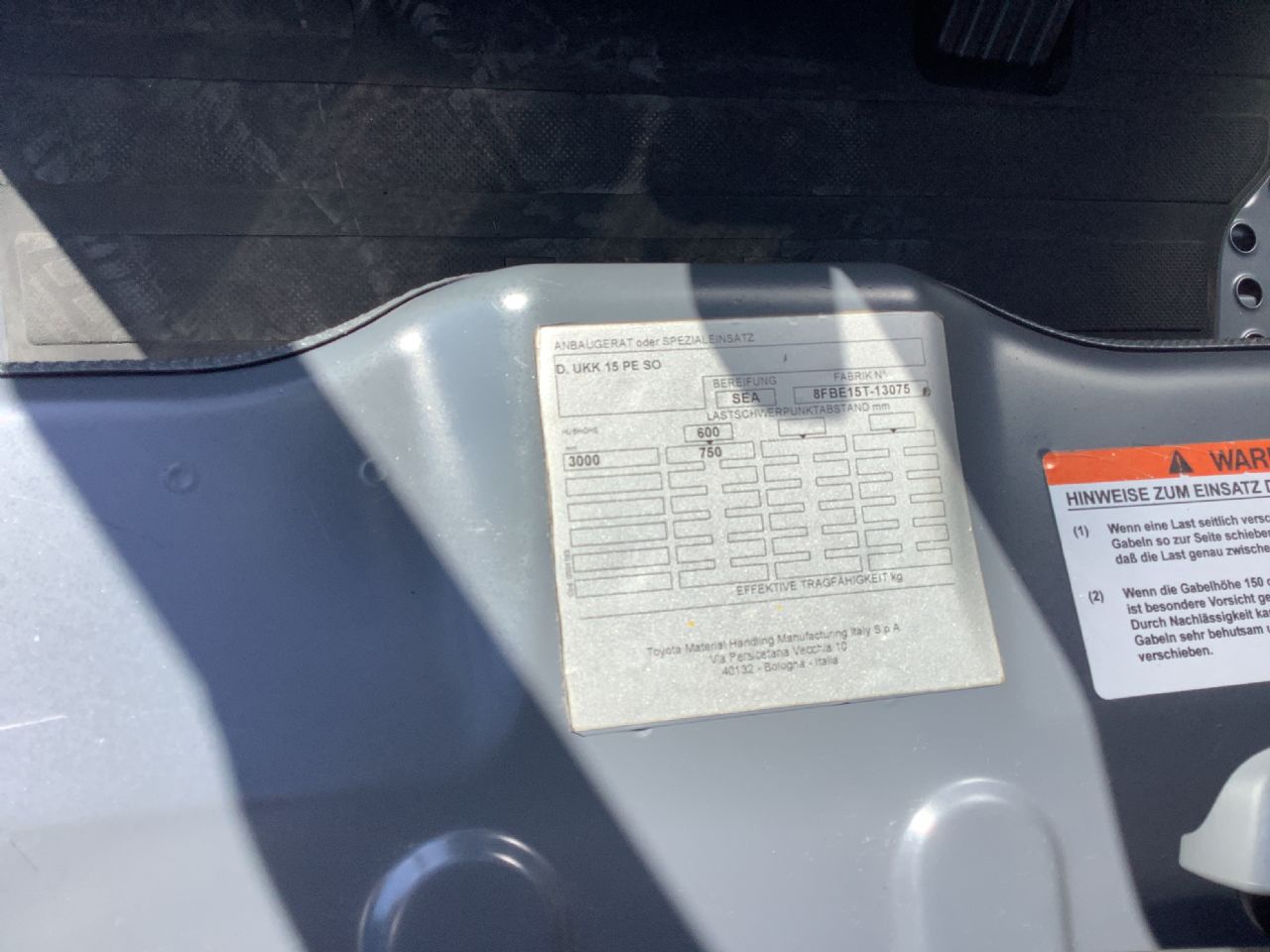 Toyota Gabelstapler Toyota Elektro 3-Rad Stapler <br>Toyota 8FBE15T <br>Baujahr 2018 <br>Betriebsstunden 3784 <br><br>Mietkauf 179,98 €/Monat 10 Toyota Elektro 3-Rad Stapler <br>Toyota 8FBE15T <br>Baujahr 2018 <br>Betriebsstunden 3784 <br><br>Mietkauf 179,98 €/Monat – Bild 10