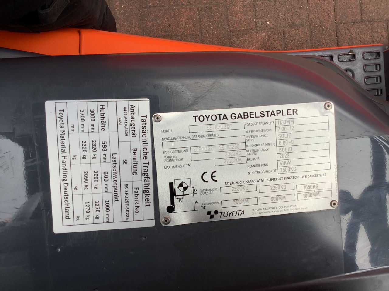Toyota Gabelstapler Toyota Verbrenner Dieselstapler <br>Toyota 56-8FD25F <br>Baujahr 2022 <br>Betriebsstunden 1377 <br><br>Mietkauf 427,66 €/Monat 9 Toyota Verbrenner Dieselstapler <br>Toyota 56-8FD25F <br>Baujahr 2022 <br>Betriebsstunden 1377 <br><br>Mietkauf 427,66 €/Monat – Bild 9