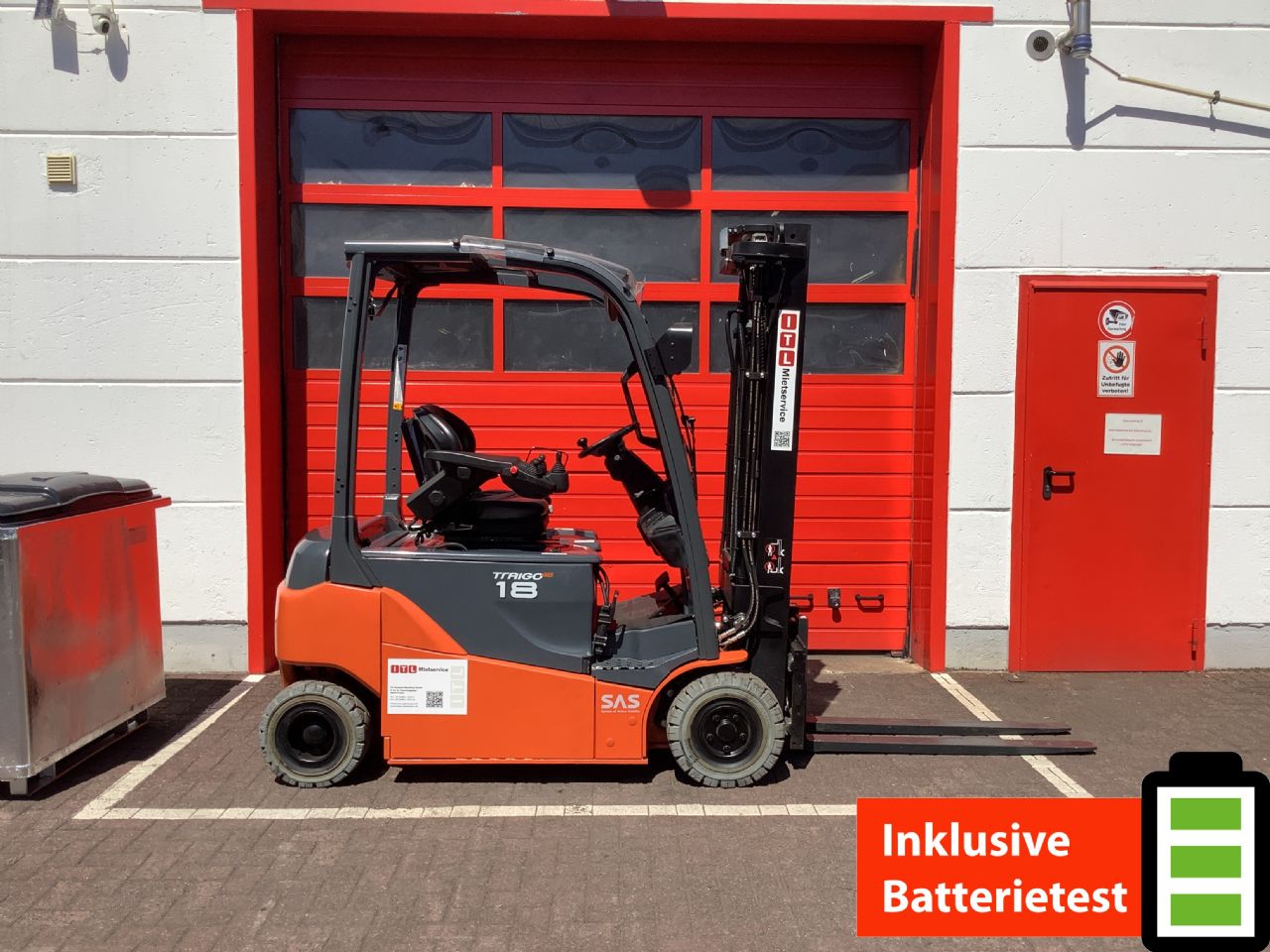 Toyota Gabelstapler Toyota Elektro 4-Rad Stapler <br>Toyota 8FBM18T <br>Baujahr 2021 <br>Betriebsstunden 2615 <br><br>Mietkauf 295,56 €/Monat 1 Toyota Elektro 4-Rad Stapler <br>Toyota 8FBM18T <br>Baujahr 2021 <br>Betriebsstunden 2615 <br><br>Mietkauf 295,56 €/Monat