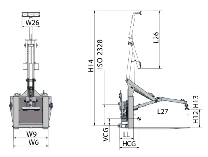 Toyota-Gabelstapler-360° Drehgerät für Behälter RLCA Zeichnung