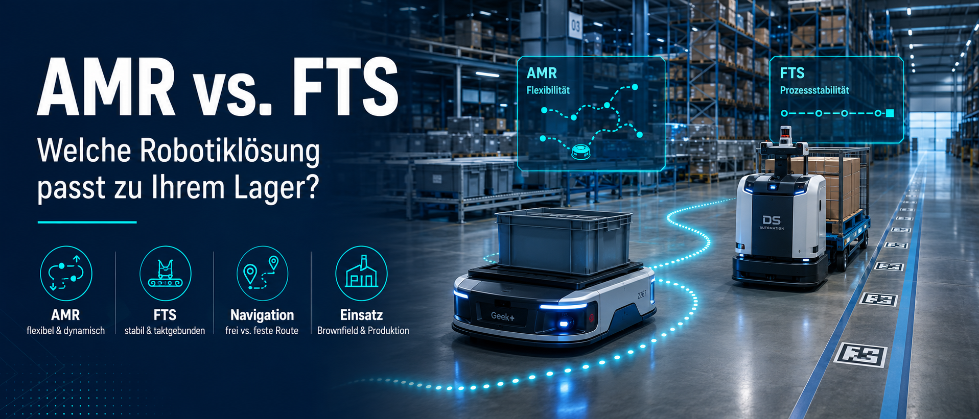 AMR vs. FTS: Welche Robotiklösung passt zu Ihrem Lager? ITL Gabellstapler Konken AMR vs. FTS: Welche Robotiklösung passt zu Ihrem Lager? ITL Gabellstapler Konken