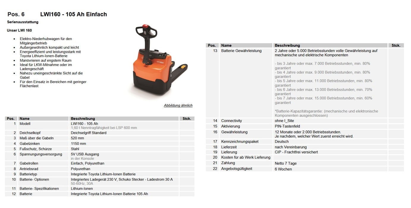 Toyota Gabelstapler Toyota LWI160 - 105 Ah Einfach (Sorglosmiete) 3 Toyota LWI160 - 105 Ah Einfach (Sorglosmiete) – Bild 3