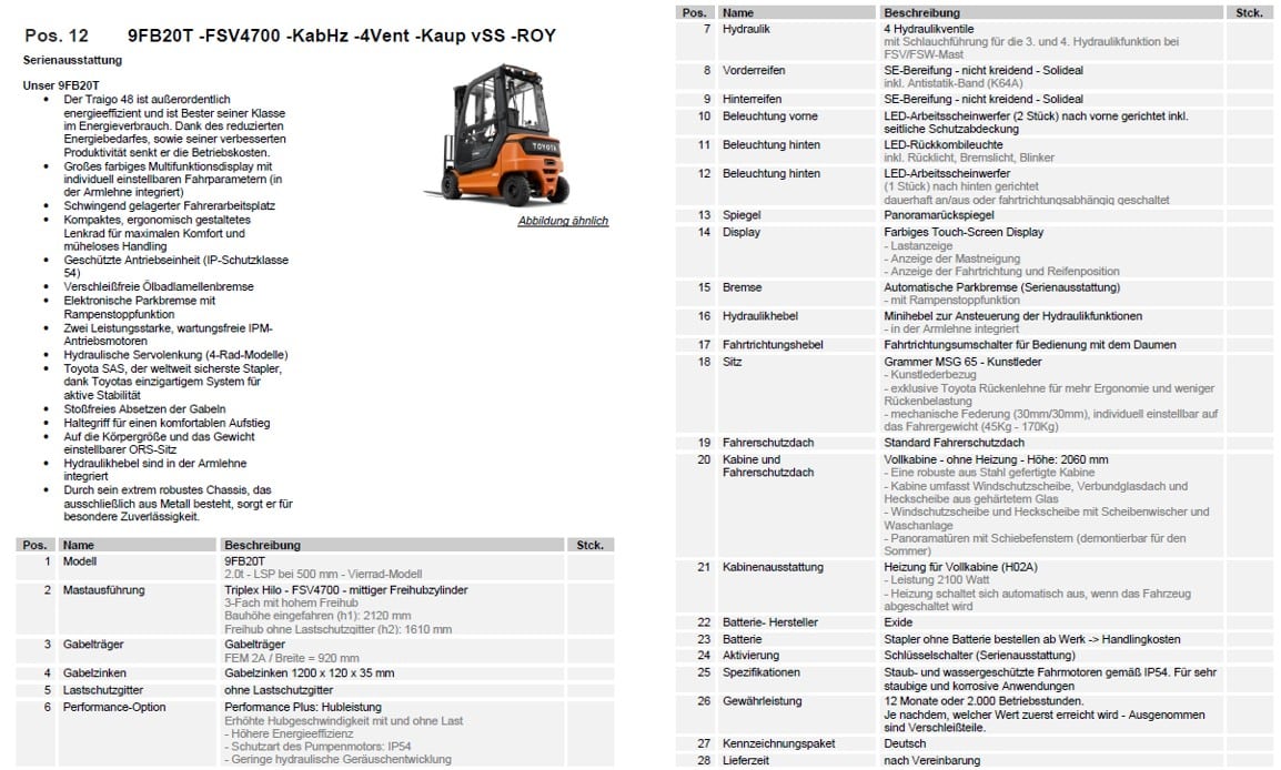 Toyota Gabelstapler Toyota 9FB20T - Triplex Hilo FSV4700 - KabHz - 4Vent - Kaup vSS - 460 Ah Li-Ion (SOFORT LIEFERBAR Neumaschinen) 11 Toyota 9FB20T - Triplex Hilo FSV4700 - KabHz - 4Vent - Kaup vSS - 460 Ah Li-Ion (SOFORT LIEFERBAR Neumaschinen) – Bild 11