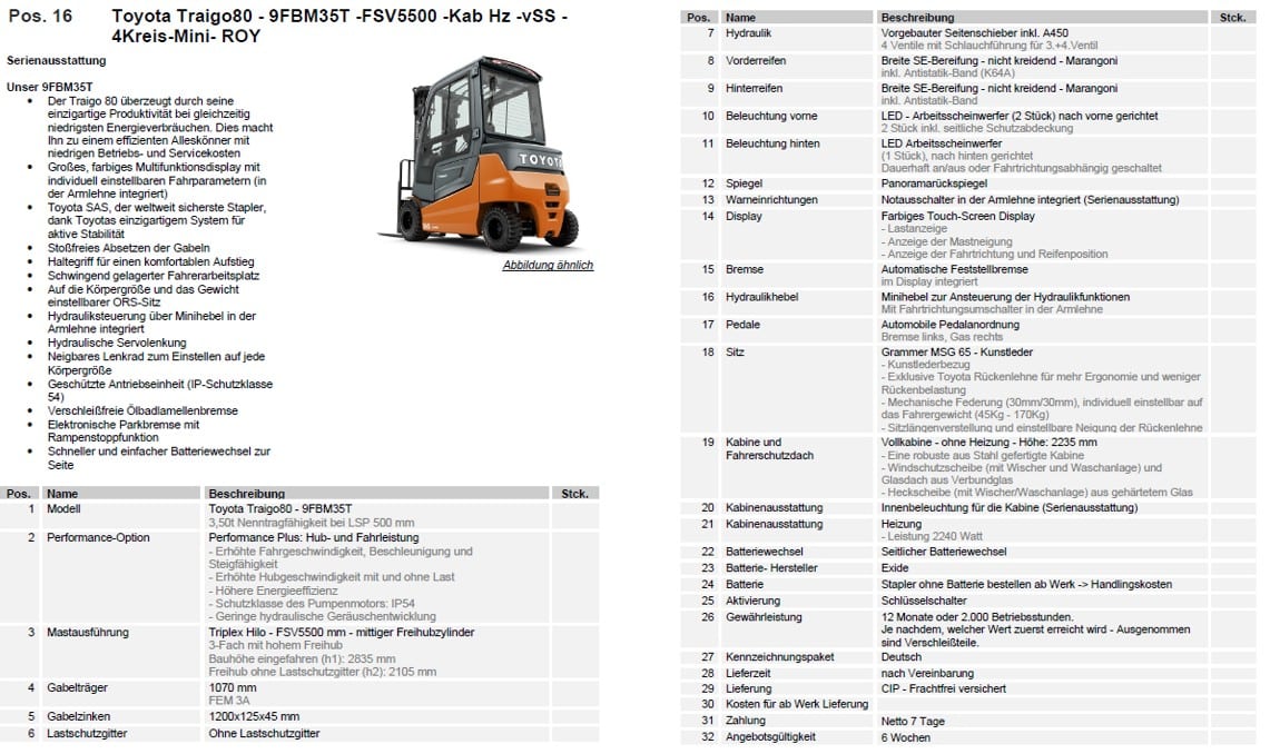 Toyota Gabelstapler Toyota Traigo80 - 9FBM35T -Triplex Hilo FSV5500 - Kab Hz - vSS - 4Kreis-Mini - 460 Ah LiIon (Sorglosmiete) 12 Toyota Traigo80 - 9FBM35T -Triplex Hilo FSV5500 - Kab Hz - vSS - 4Kreis-Mini - 460 Ah LiIon (Sorglosmiete) – Bild 12