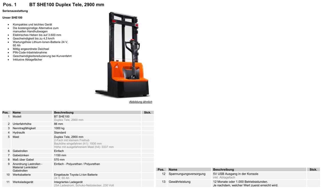 Toyota Gabelstapler Toyota SHE100 Duplex Tele - 2900 mm - 60 Ah LiIon (Sorglosmiete) 3 Toyota SHE100 Duplex Tele - 2900 mm - 60 Ah LiIon (Sorglosmiete) – Bild 3
