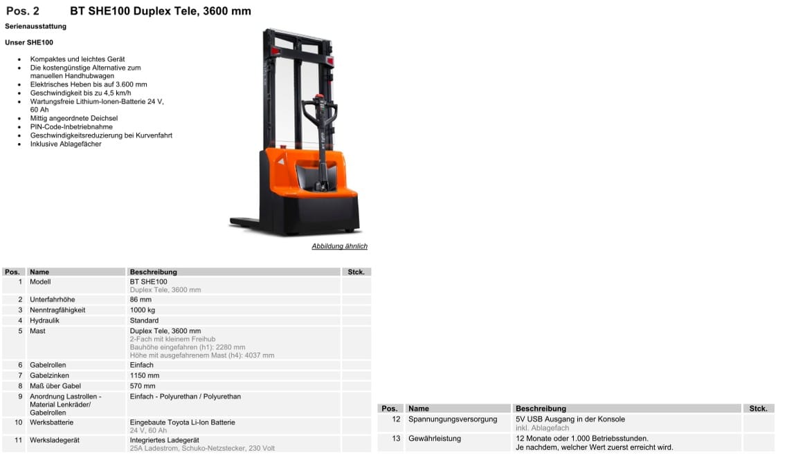 Toyota Gabelstapler Toyota SHE100 Duplex Tele - 3600 mm - 60 Ah LiIon (SOFORT LIEFERBAR Neumaschinen) 2 Toyota SHE100 Duplex Tele - 3600 mm - 60 Ah LiIon (SOFORT LIEFERBAR Neumaschinen) – Bild 2